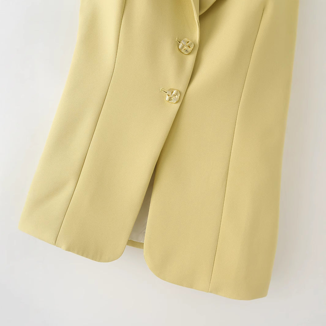 Women's Summer Fashion Slim Single-Breasted Notched Collar Vest Jacket Top