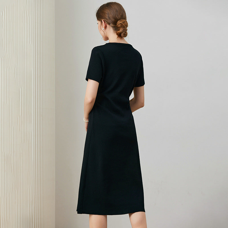Women's high waisted nail bead A-line skirt slimming t-shirt skirt