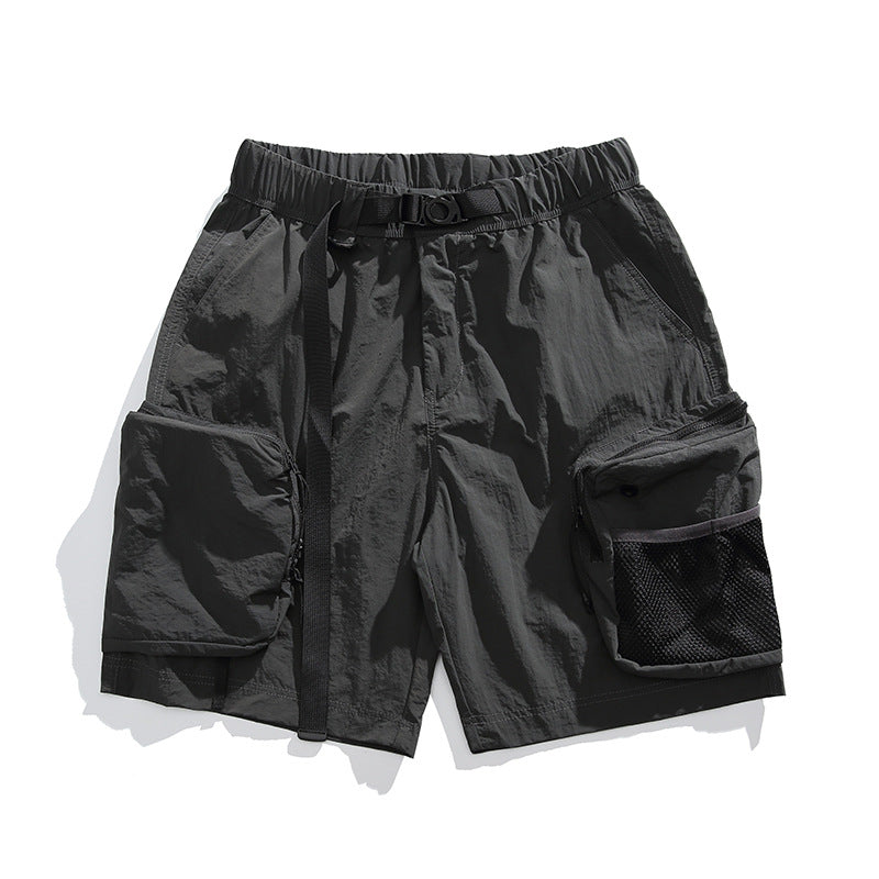 Functional three-dimensional zipper pocket quick drying loose workwear shorts
