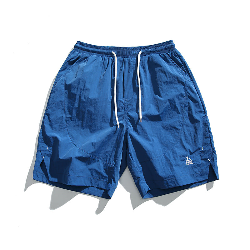 Embroidered quick drying couple cropped shorts for men