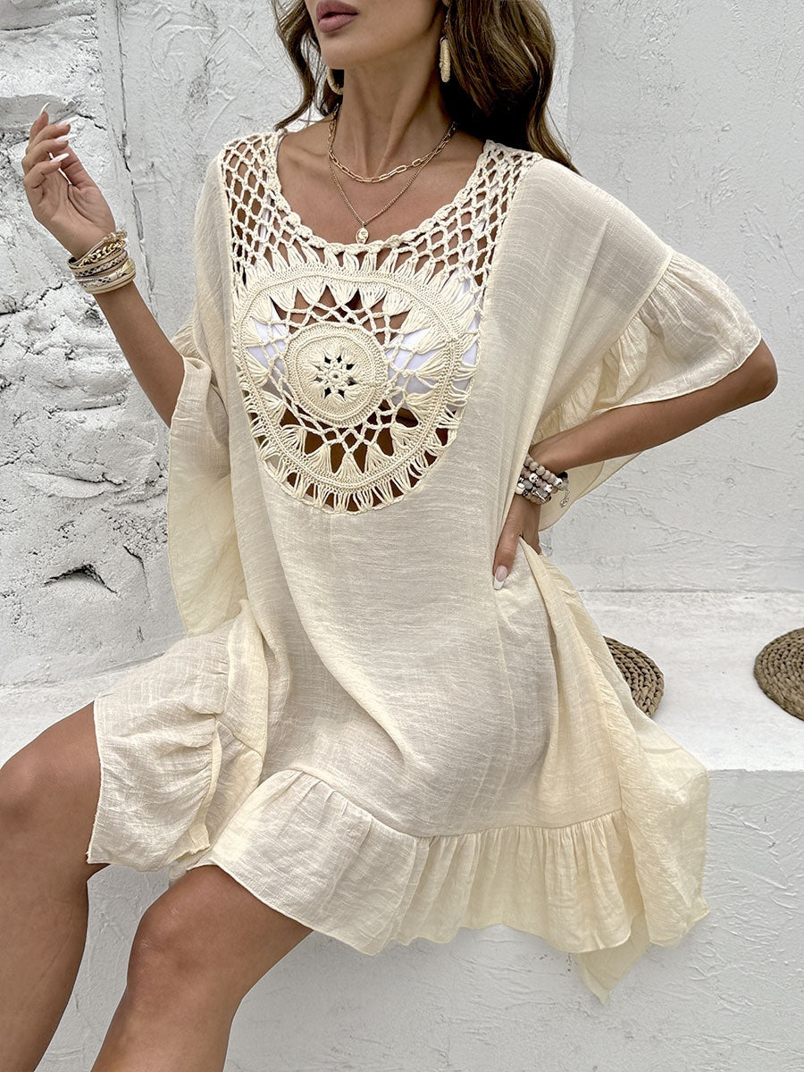 Beach Dress Beach Cover-Up Crochet Splicing Fringe Bikini Outerwear