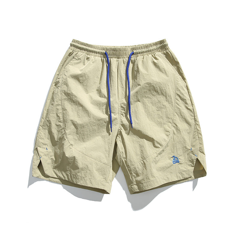 Embroidered quick drying couple cropped shorts for men