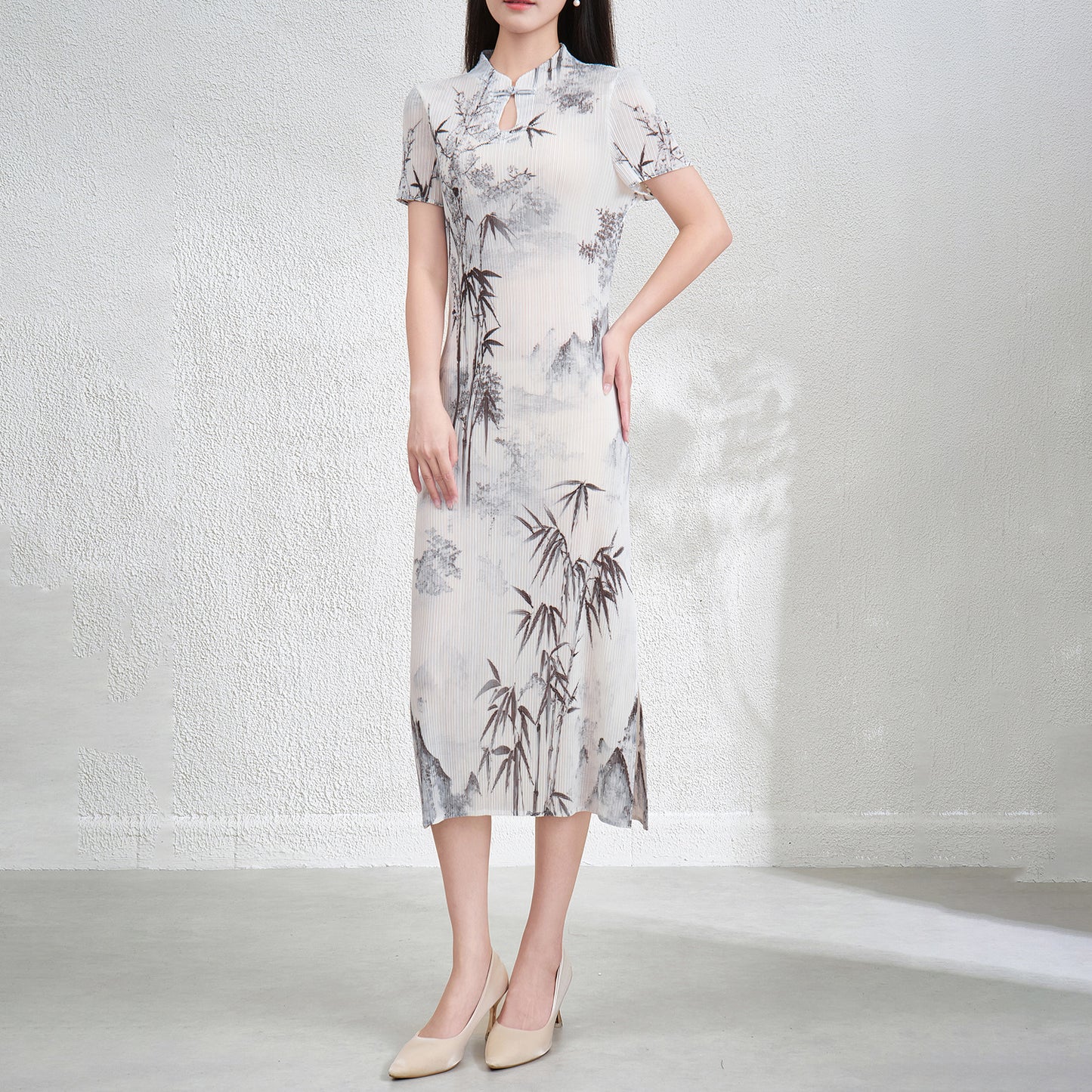 Cheongsam pleated dress long skirt