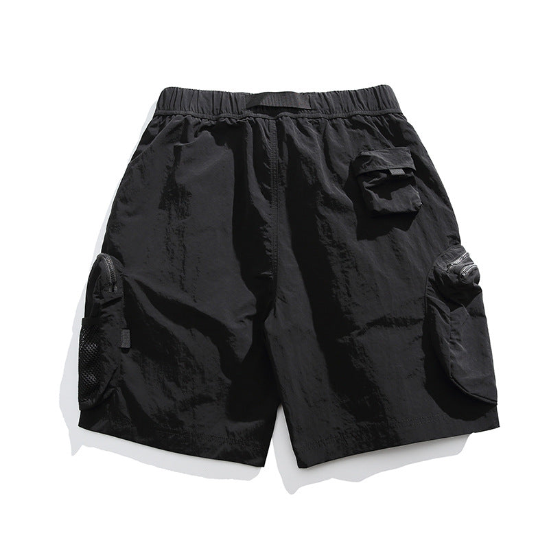 Functional three-dimensional zipper pocket quick drying loose workwear shorts