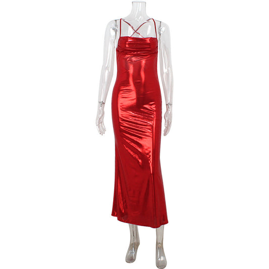 Backless dinner dress new sleeveless lace up spicy girl dress