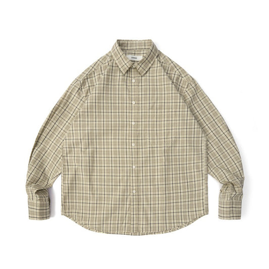 Checkered long sleeved men's and women's loose casual shirt