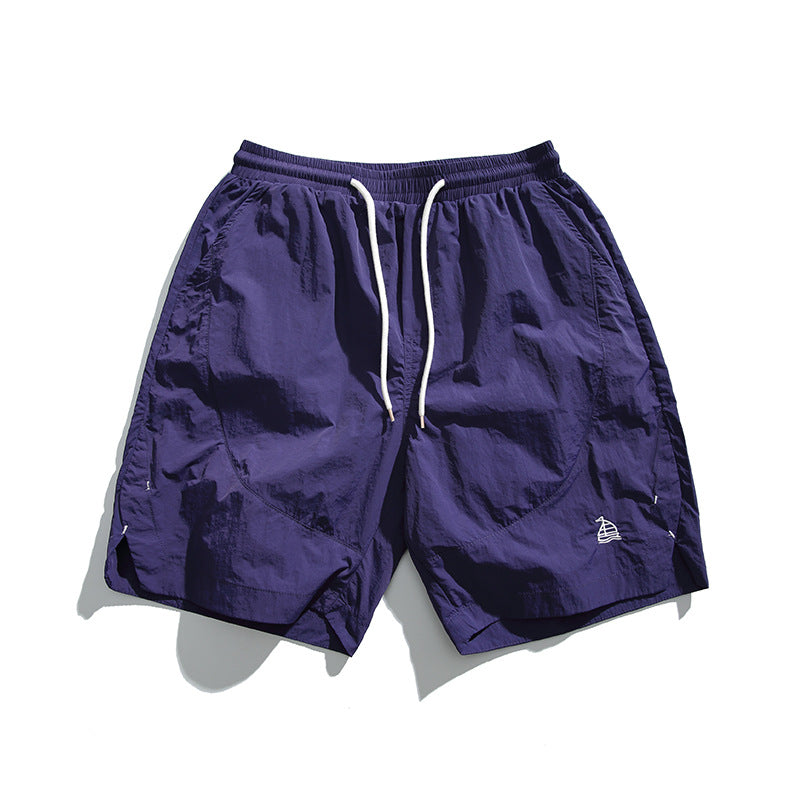 Embroidered quick drying couple cropped shorts for men
