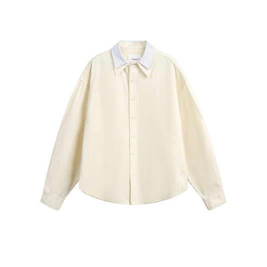 Double collar casual long sleeved shirt
