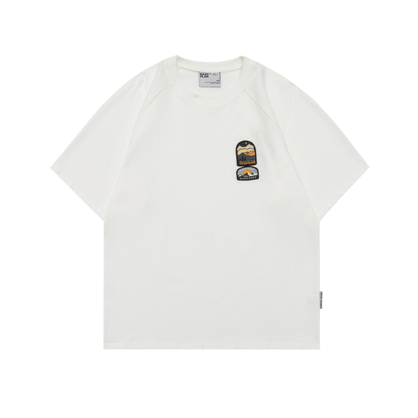 Embroidered short sleeved men's and women's loose half sleeved T-shirt with adhesive fabric