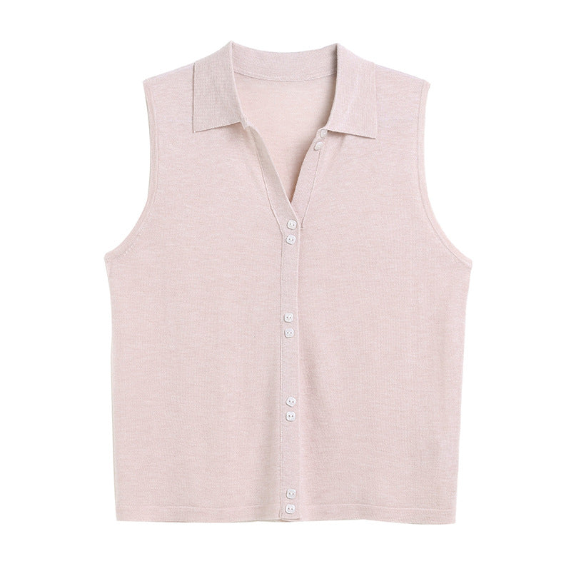 Collar sleeveless vest cardigan top