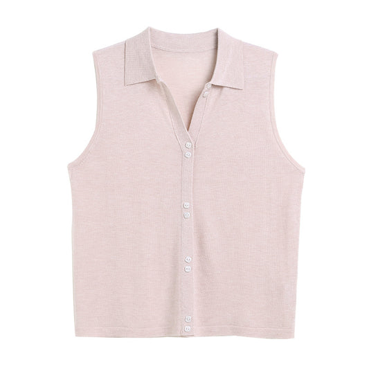 Collar sleeveless vest cardigan top