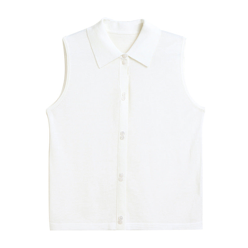 Collar sleeveless vest cardigan top