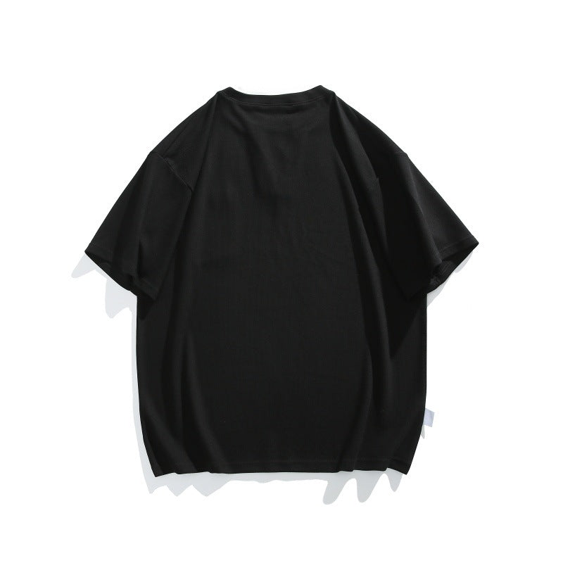 Double collar contrasting fake two piece short sleeved T-shirt