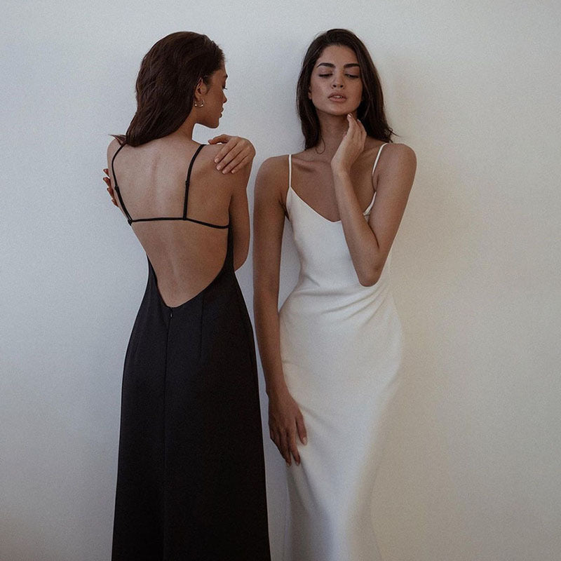 Backless silky sexy suspender party spicy girl trendy dress