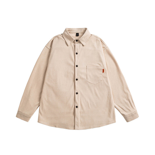 Washed solid color long sleeved workwear shirt