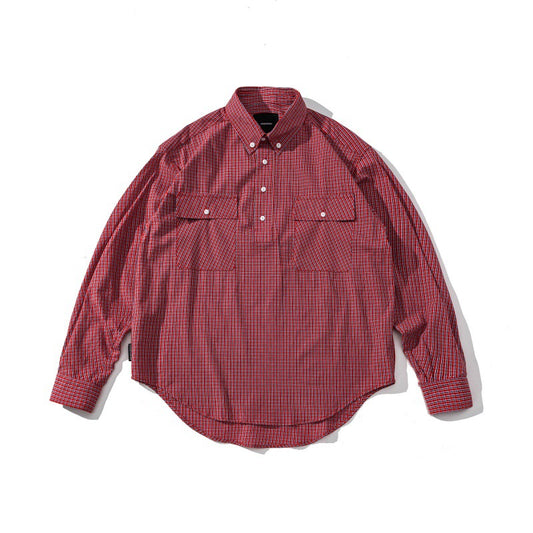 Checkered long sleeved men's and women's loose shirt