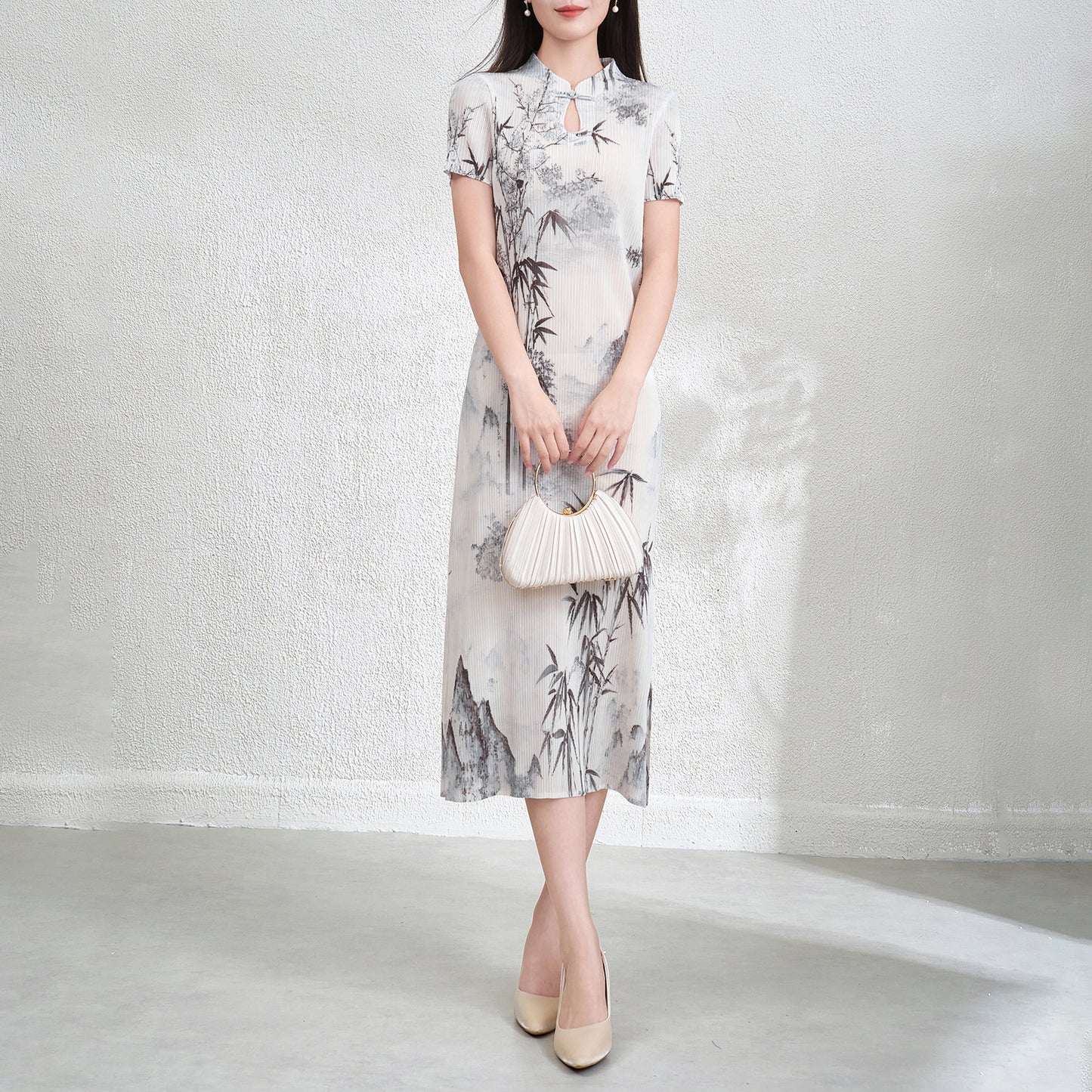 Cheongsam pleated dress long skirt