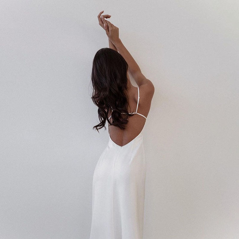 Backless silky sexy suspender party spicy girl trendy dress