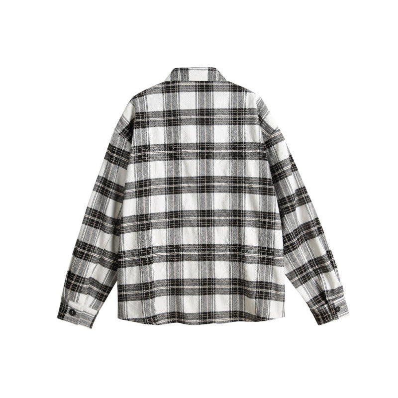 Checkered long sleeved shirt for men and women loose fitting shirt