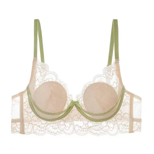 Women's Summer Sexy Lingerie Thin Lace Bra with Rabbit Ears Cup for Large Breasts and Plus Size