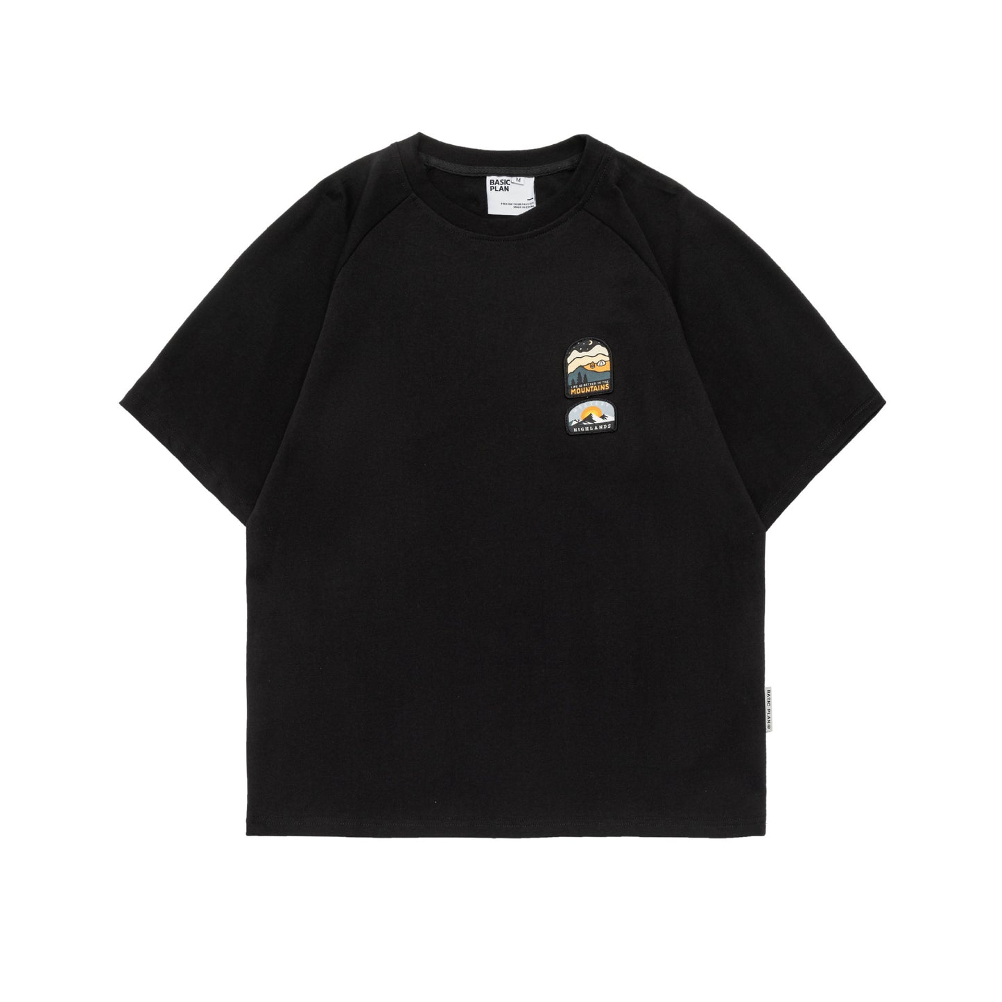 Embroidered short sleeved men's and women's loose half sleeved T-shirt with adhesive fabric