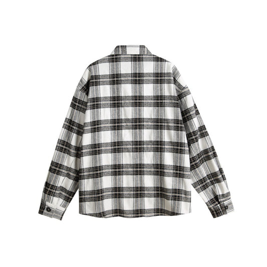 Checkered long sleeved shirt for men and women loose fitting shirt